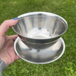 Vtg. Cultura Stainless Steel Gravy Bowl w/ Attached Drip Plate - Made in Sweden